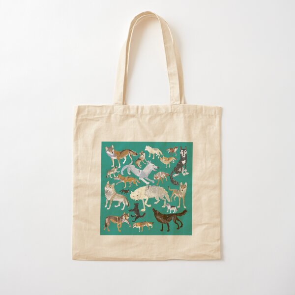 Wolves of the World (Green pattern) Cotton Tote Bag