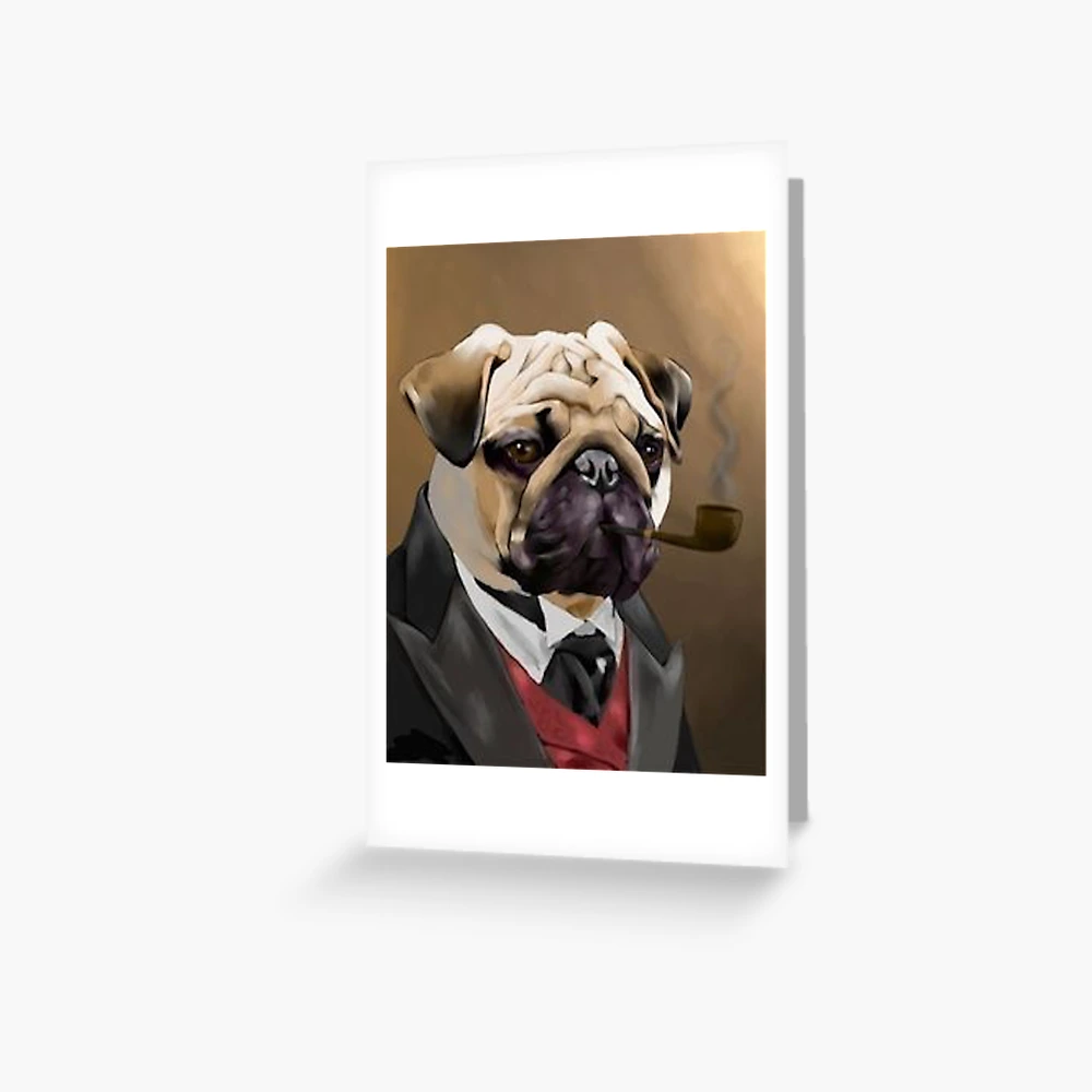 Pug smoking a pipe Greeting Card for Sale by MindChirp