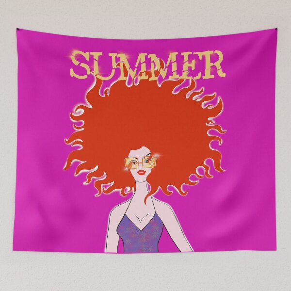 Item preview, Summer big red sunshine hair fashion girl designed and sold by PG Illustration.