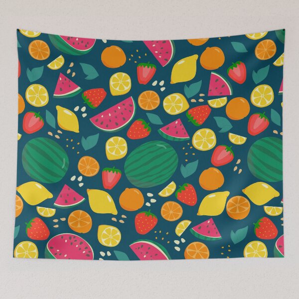Item preview, Fruit Summer Pattern Blue Background designed and sold by tlemskaya.