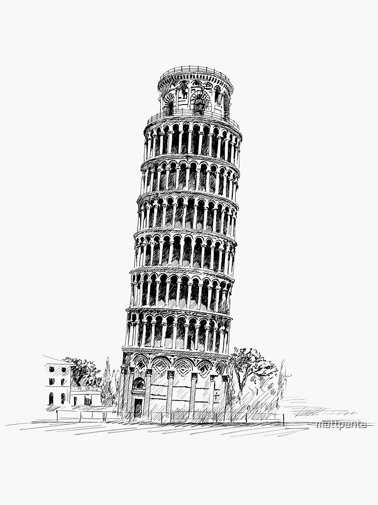 Leaning tower of pisa italy line icon Royalty Free Vector