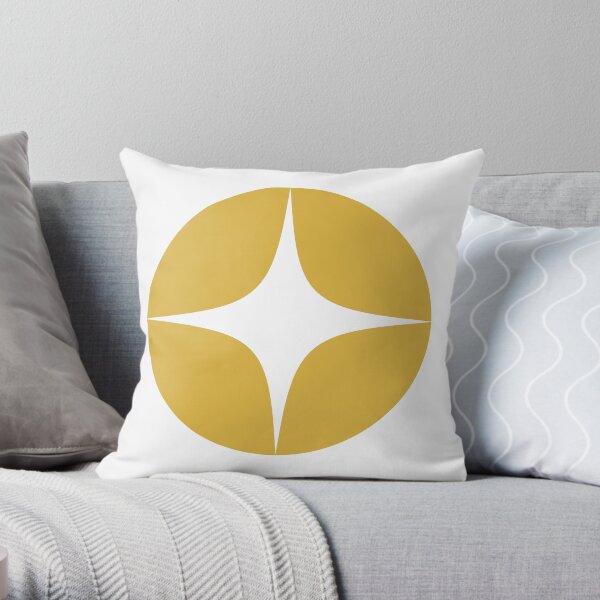 Atomic Age Neutra Single Pattern - Midcentury Modern Minimalism in Light Mustard Yellow and White Throw Pillow