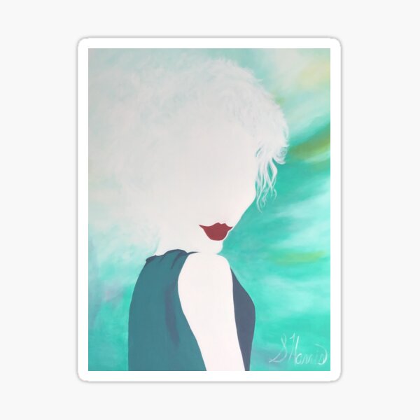 Mid Century Modern Lady Acrylic Painting Print, Truly Fabulous, Beautiful Lady Sticker