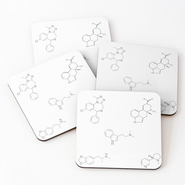 Item preview, Xanax, LSD, DMT, MDMA, Nicotine Chemical Structure Molecules Sticker Pack designed and sold by tarynwalk.