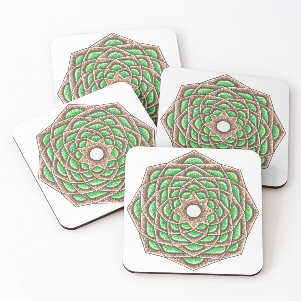 Item preview, Mandala pointillism painting in green and brown designed and sold by MitoP.