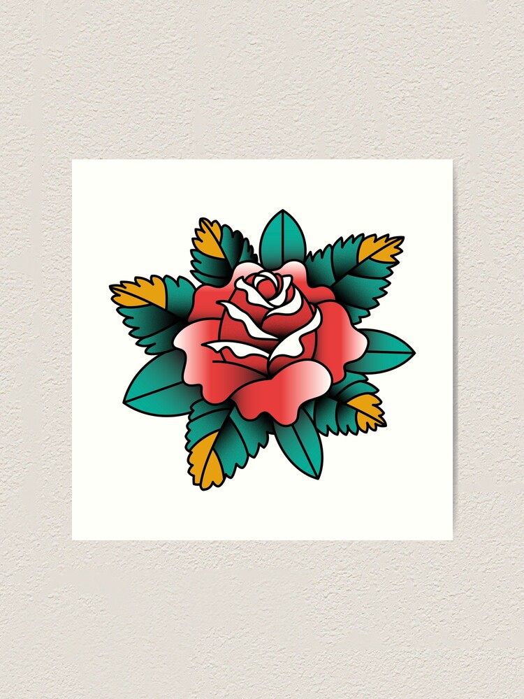 Neotraditional Rose in Red Traditional Rose Tattoo
