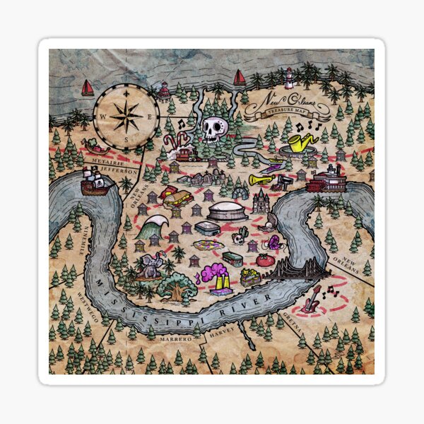 Item preview, New Orleans Treasure Map designed and sold by vilemedia.