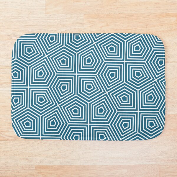 Cairo Pentagonal Tiling Blue White Bath Mat
