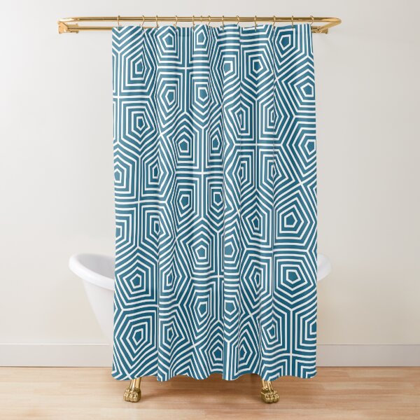 Cairo Pentagonal Tiling Blue White Shower Curtain