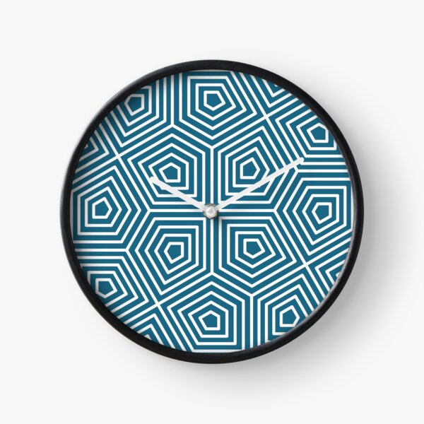 Cairo Pentagonal Tiling Blue White Clock