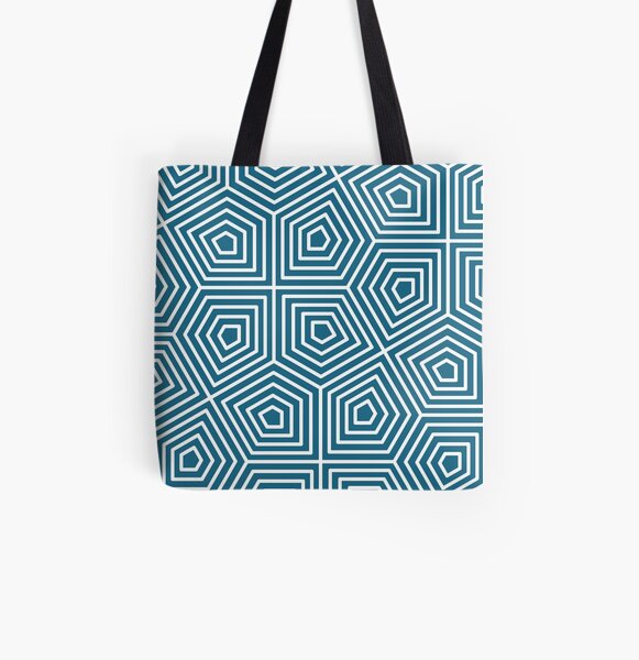 Cairo Pentagonal Tiling Blue White All Over Print Tote Bag