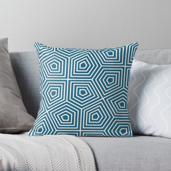 Cairo Pentagonal Tiling Blue White Throw Pillow