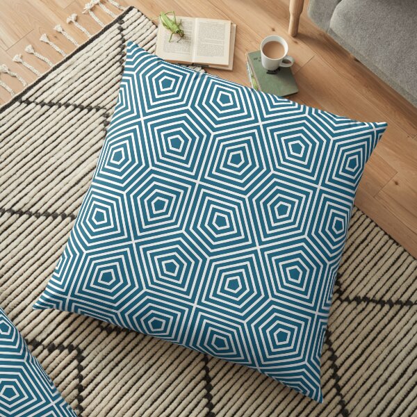 Cairo Pentagonal Tiling Blue White Floor Pillow