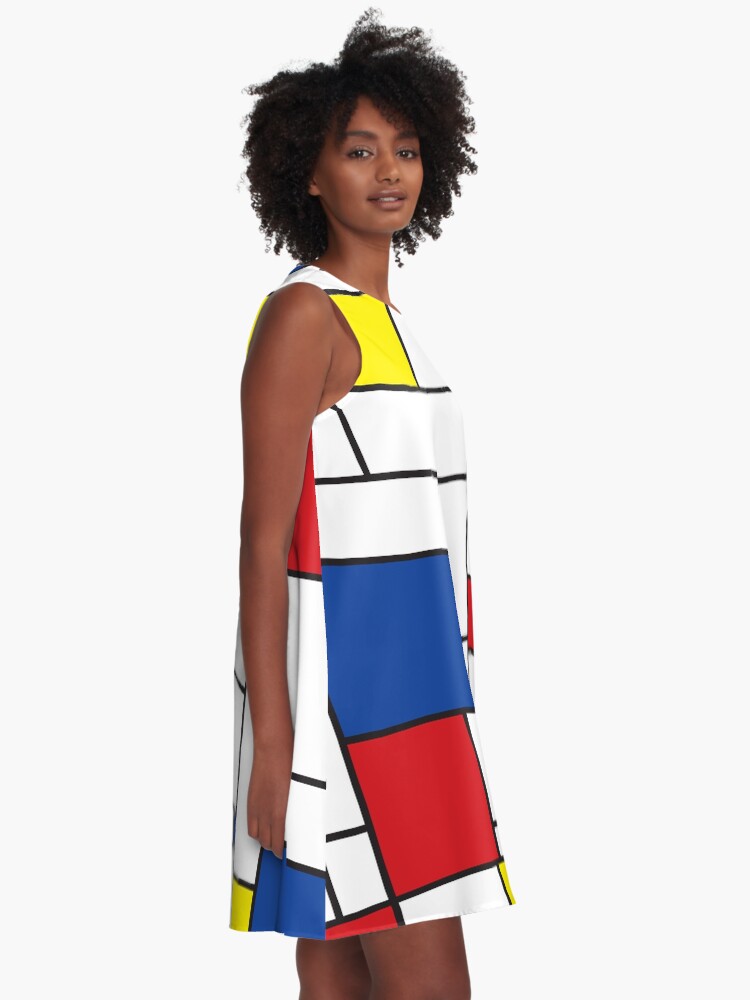 Alternate view of Mondrian Minimalist De Stijl Modern Art II © fatfatin A-Line Dress