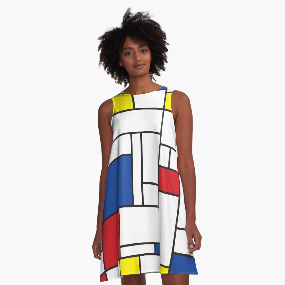 Mondrian Minimalist De Stijl Modern Art II © fatfatin A-Line Dress