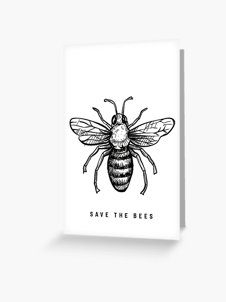 Bee Shirt with Honeybee Pencil Drawing and Save The Bees Quote