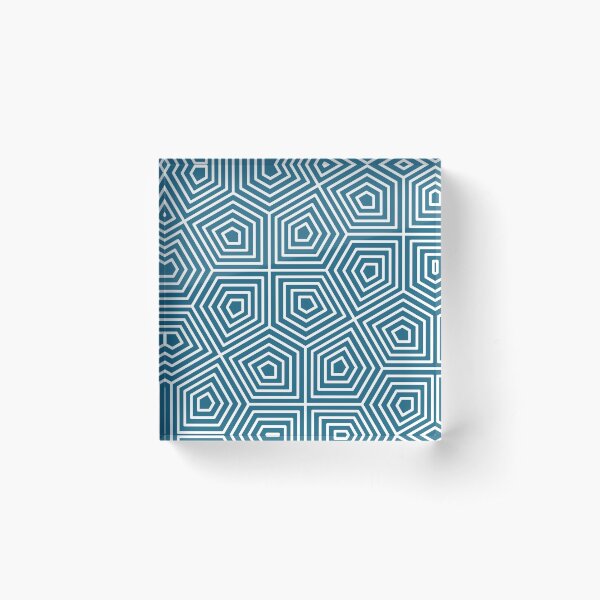 Cairo Pentagonal Tiling Blue White Acrylic Block
