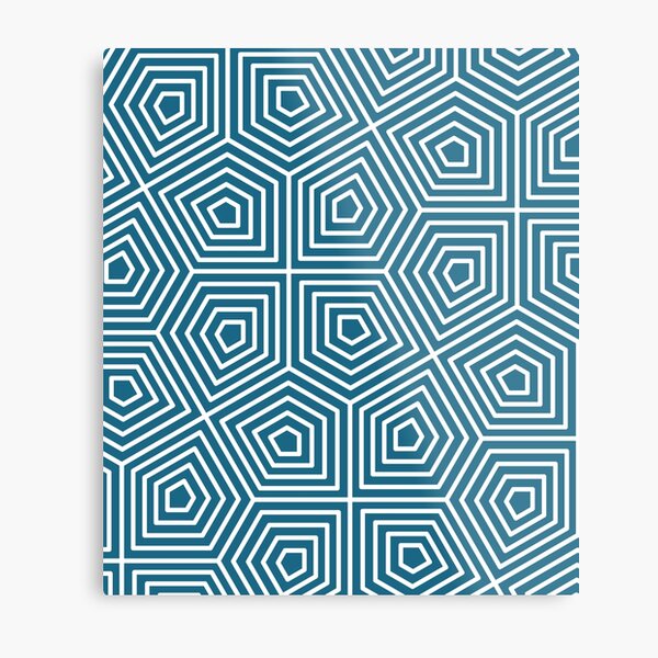 Cairo Pentagonal Tiling Blue White Metal Print
