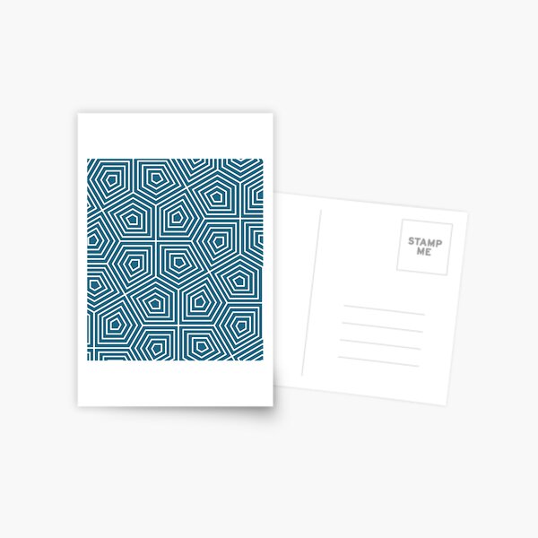 Cairo Pentagonal Tiling Blue White Postcard