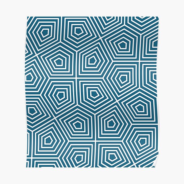 Cairo Pentagonal Tiling Blue White Poster