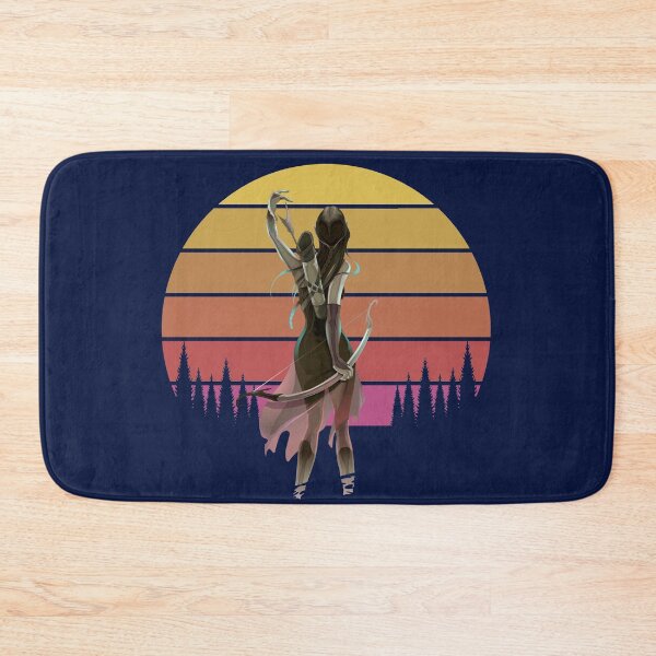 Item preview, ARCHER GIRL DRAW ARROW HOLDING BOW OVER RETRO SKY designed and sold by azamaniacox.
