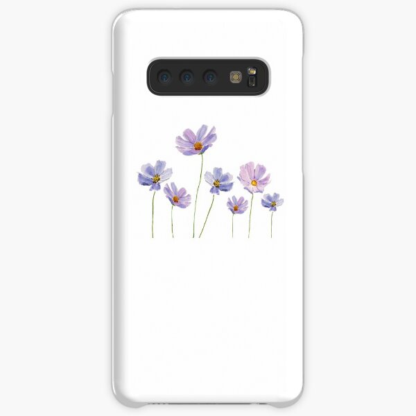 purple cosmos flowers watercolor Samsung Galaxy Snap Case