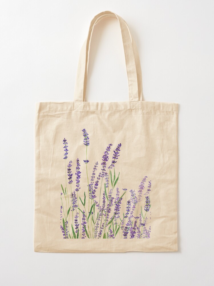 lavender watercolor horizontal Tote Bag by Color and Color