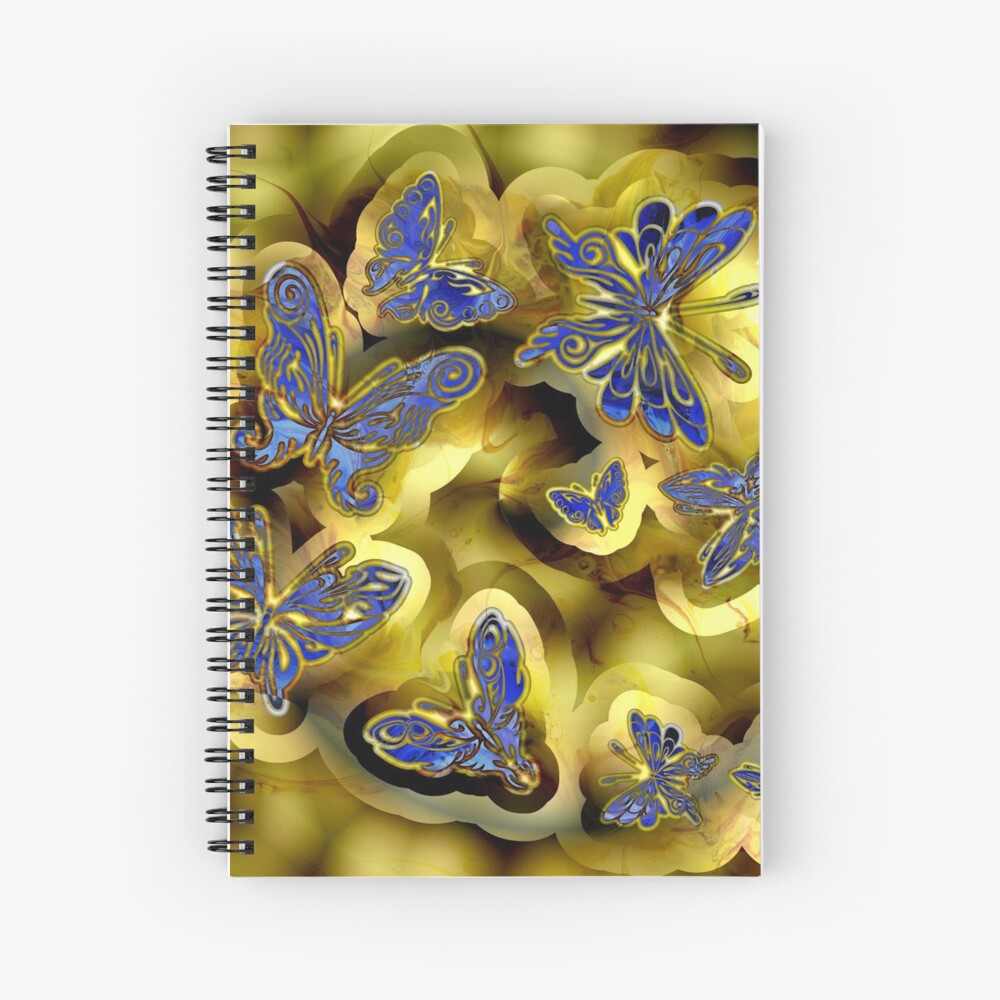 More Blue and Gold Butterflies Spiral Notebook