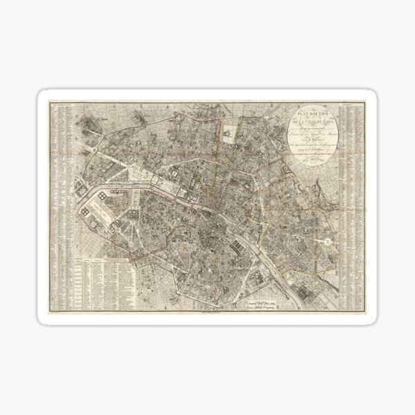 1823 Paris Environs Map / Paris Map Sticker