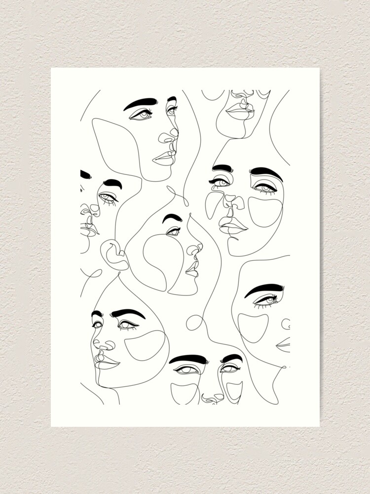 Single Line Face Art Print Minimalist Woman Line Drawing Simple