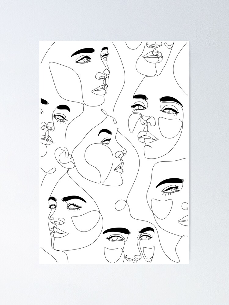 Poster in line art: Face minimal art 50x70cm