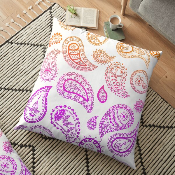 India Vibe : Sunset paisley Floor Pillow