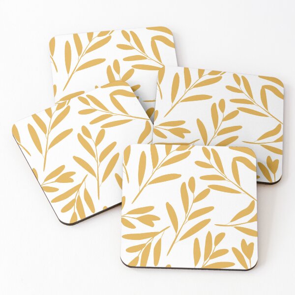 Item preview, Floral Botanical Leaves Pattern, Yellow on White designed and sold by meggydesigns.