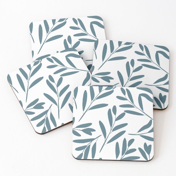 Item preview, Floral Leaves Botanical Pattern, Teal on White designed and sold by meggydesigns.