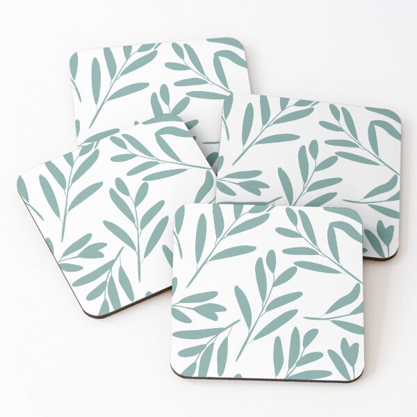 Item preview, Floral Leaves Botanical Pattern, Aqua, Turquoise on White designed and sold by meggydesigns.