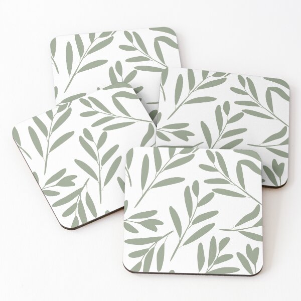 Item preview, Floral Leaves Botanical Pattern, Green on White designed and sold by meggydesigns.