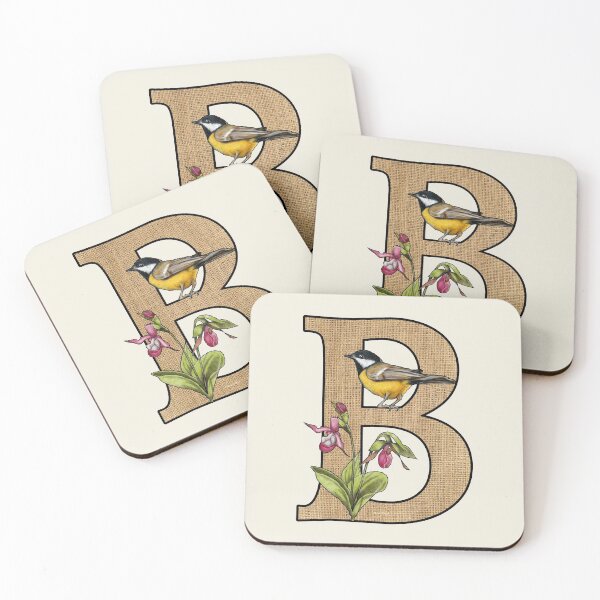 Item preview, LETTER B, Initial, Monogram, BIRD, Flowers, Ladyslippers, Burlap Letter Art designed and sold by JoyfulWhimsy.