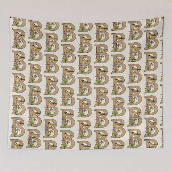 Item preview, LETTER B, Initial, Monogram, BIRD, Flowers, Ladyslippers, Burlap Letter Art designed and sold by JoyfulWhimsy.