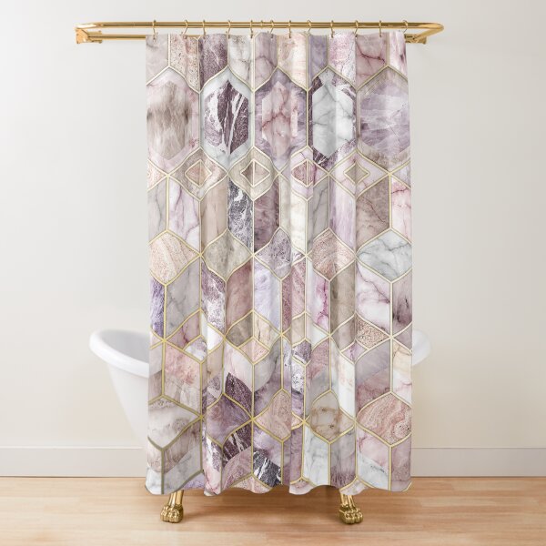 Blush Quartz Honeycomb Shower Curtain