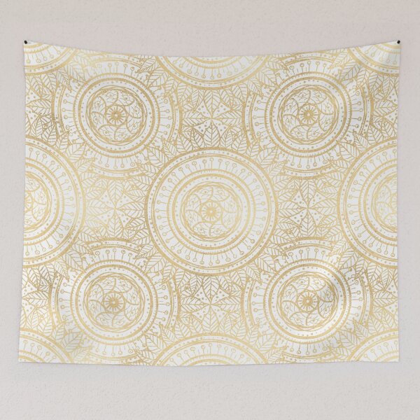 Aperçu de l'œuvre Élégant motif de tournesol mandala or blanc créée et vendue par NdesignTrend.