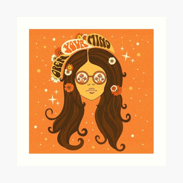 Psychedelic 70s Girl, Open Your Mind Art Print