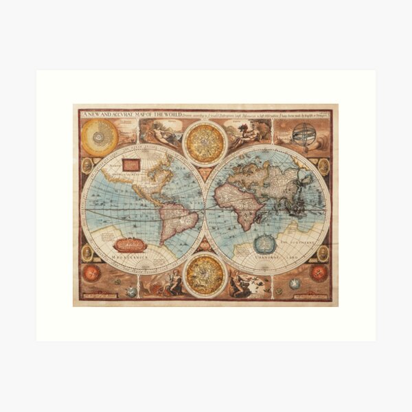 Vista previa del artículo con la obra «Mapa del mundo antiguo», diseñado y vendido por Beltschazar.
