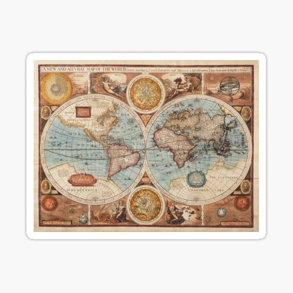 Vintage World Map  Sticker