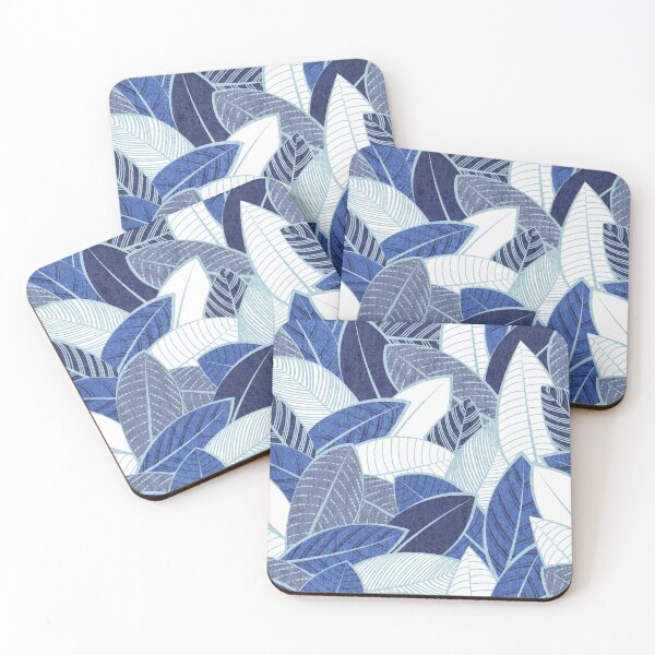 Item preview, Leaf wall // navy royal and pale blue leaves pastel blue lines designed and sold by SelmaCardoso.