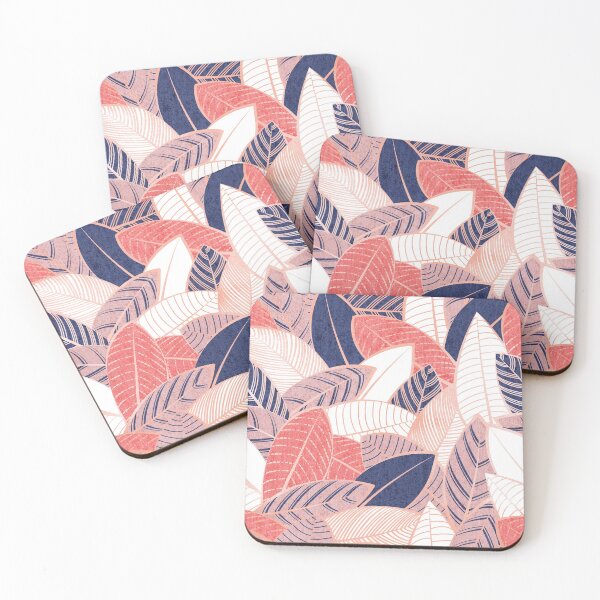 Item preview, Leaf wall // navy blue coral and blush pink leaves rose metal lines designed and sold by SelmaCardoso.