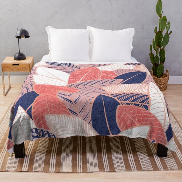 Item preview, Leaf wall // navy blue coral and blush pink leaves rose metal lines designed and sold by SelmaCardoso.
