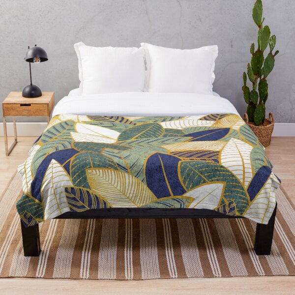 Item preview, Leaf wall // navy blue pine and sage green leaves golden lines designed and sold by SelmaCardoso.