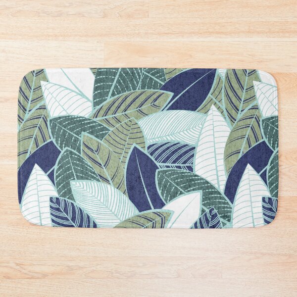 Item preview, Leaf wall // navy blue pine and sage green leaves mint lines designed and sold by SelmaCardoso.