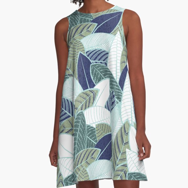Item preview, Leaf wall // navy blue pine and sage green leaves mint lines designed and sold by SelmaCardoso.