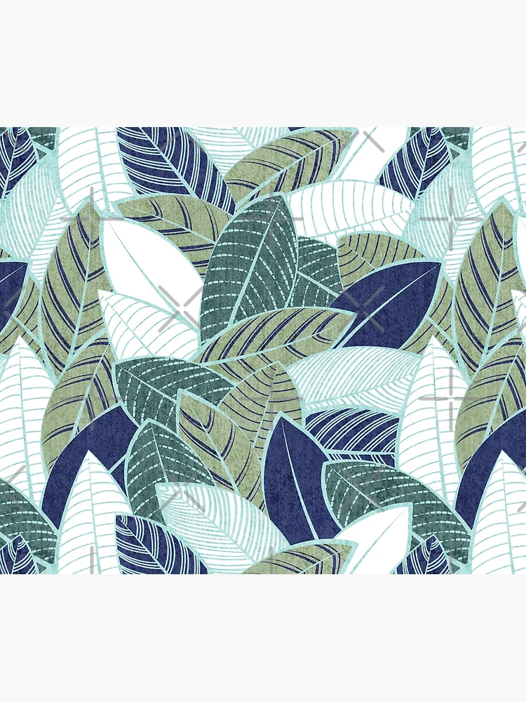 Leaf wall // navy blue pine and sage green leaves mint lines Throw  Blanket for Sale by SelmaCardoso